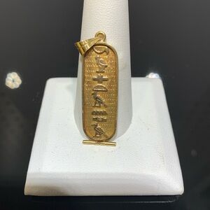 SOLID 18K YELLOW GOLD EGYPTIAN CARTOUCHE HIEROGLYPHICS CHARM PENDANT